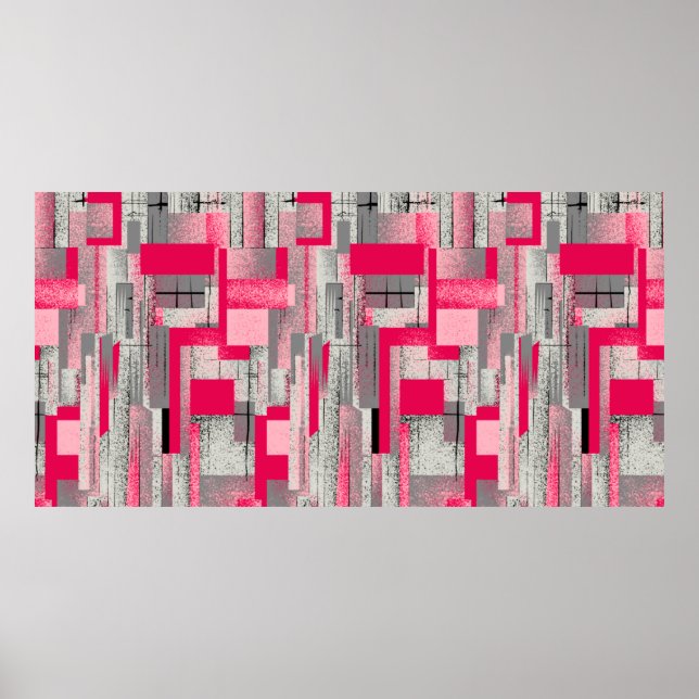 Poster motif de patchwork numérique aquarelle transparent (Devant)