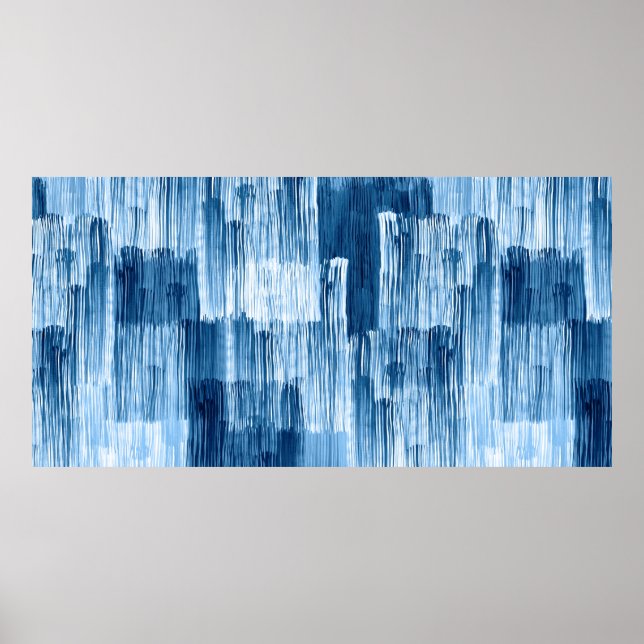 Poster Motif de peinture Abstrait bleu (Devant)