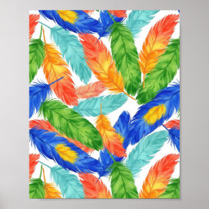 Poster Motif de plume coloré — Plume à l'aquarelle