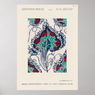 Poster Motif de pochoir botanique en Art Nouveau