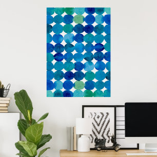Poster Motif de points - bleu et vert