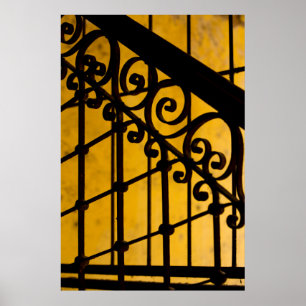 Poster Motif de porte en fer jaune, Cuba