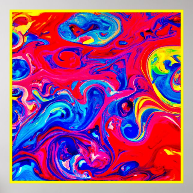 Poster Motif de projection de couleur vive (Devant)