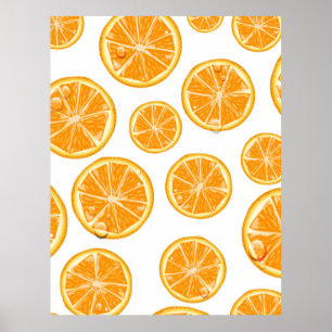 Poster Motif de style vintage de tranches d'orange.