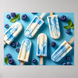 Poster Motif de sucette glacée à la crème glacée aux baie