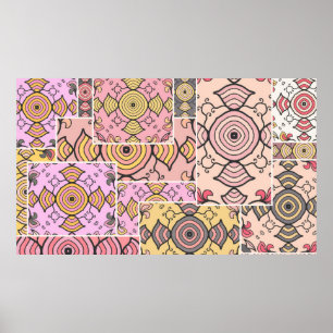 Poster motif de surface composée patchwork vintage. Décor