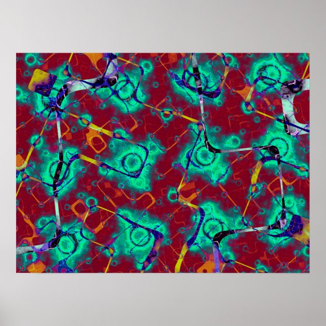 Poster Motif de tache turquoise (Devant)