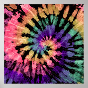Poster Motif de teinture. shibori arc-en-ciel dessiné à l
