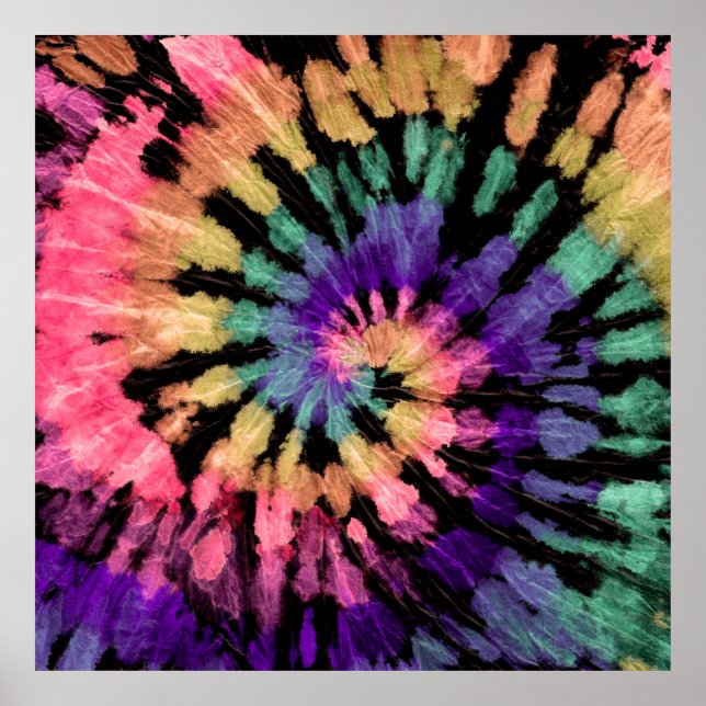 Poster Motif de teinture. shibori arc-en-ciel dessiné à l (Devant)