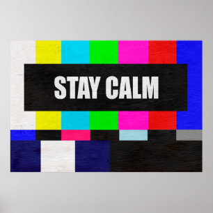 Poster motif de test de télévision rétro avec rester calm