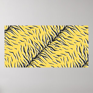 Poster Motif de tigre noir et jaune vintage sans couture.