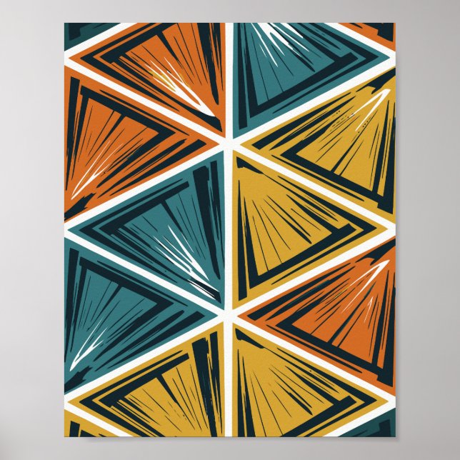 Poster Motif de triangles géométriques dynamiques (Devant)