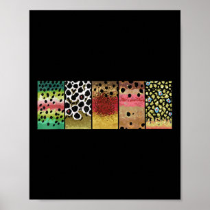 Poster Motif de truite arc-en-ciel brun doré Cutthroat B