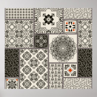 Poster Motif de tuile islamique Majolica