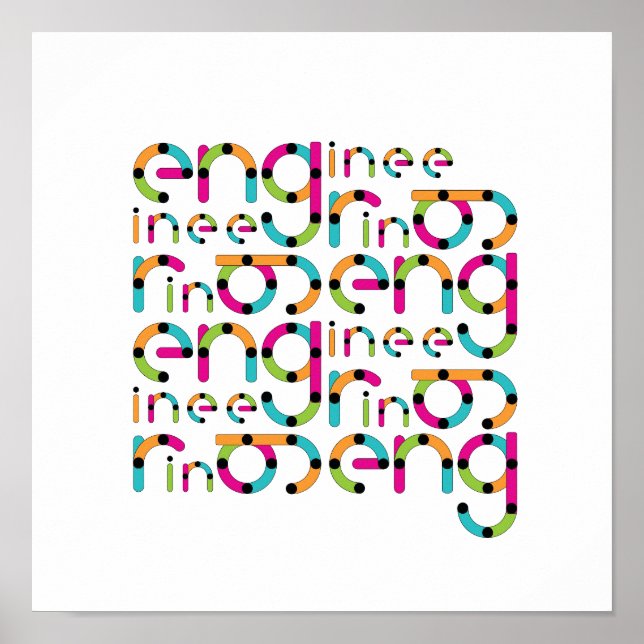 Poster Motif de typographie d'ingénierie moderne (Devant)