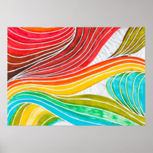 Poster Motif de vague dessiné par des peintures
