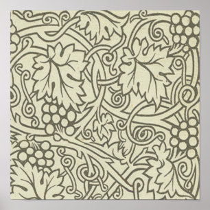 Poster Motif de vigne de raisin gris vert de William Morr