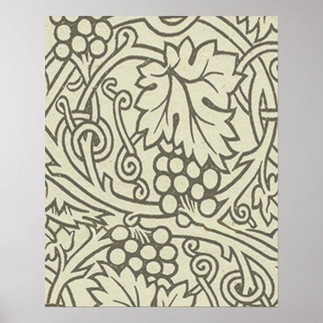 Poster Motif de vigne de raisin gris vert de William Morr (Devant)