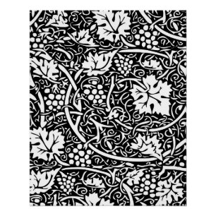 Poster Motif de vigne de raisin noir et blanc de William
