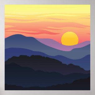 Poster Motif de vue Sunset Abstrait