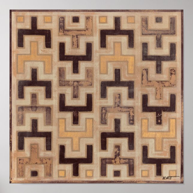 Poster Motif décoratif africain en tissu boueux (Devant)