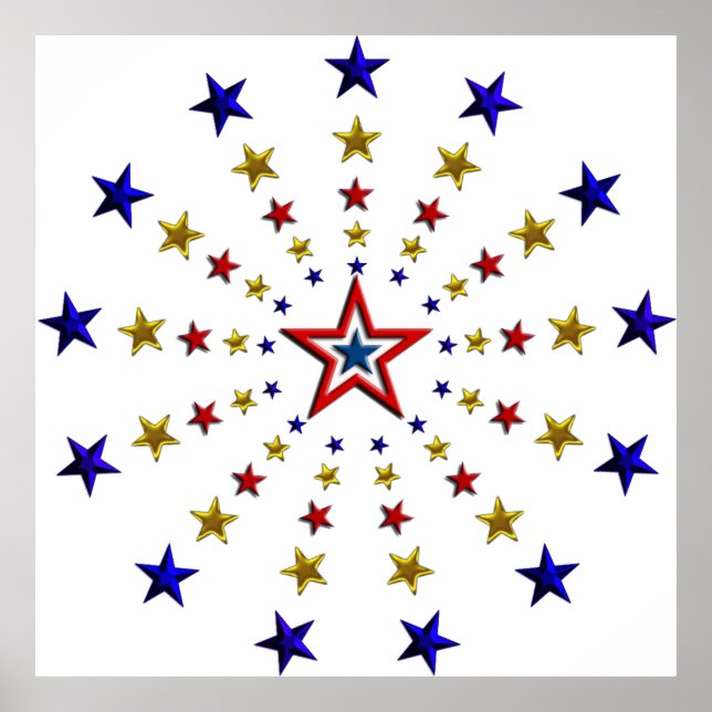 Poster Motif des étoiles patriotiques (Devant)