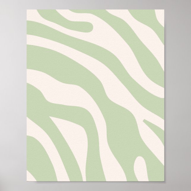 Poster Motif des lignes Pastel Green Retro (Devant)