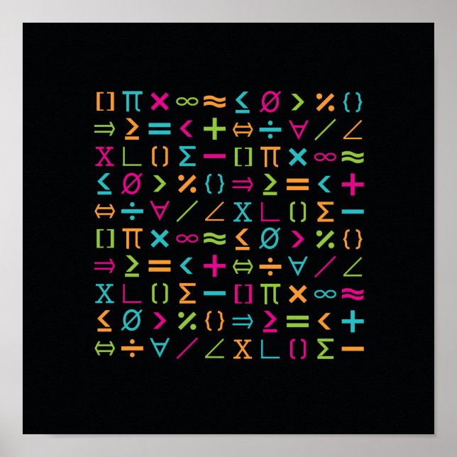 Poster Motif des signes et symboles mathématiques moderne (Devant)