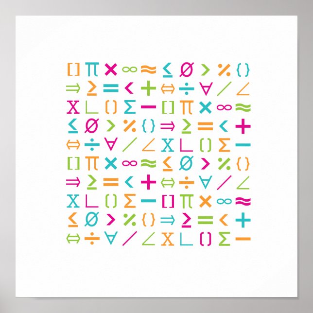 Poster Motif des signes et symboles mathématiques moderne (Devant)
