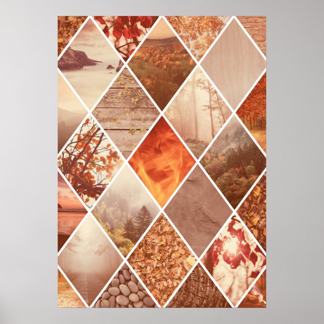 Poster Motif diamant d'automne (Devant)