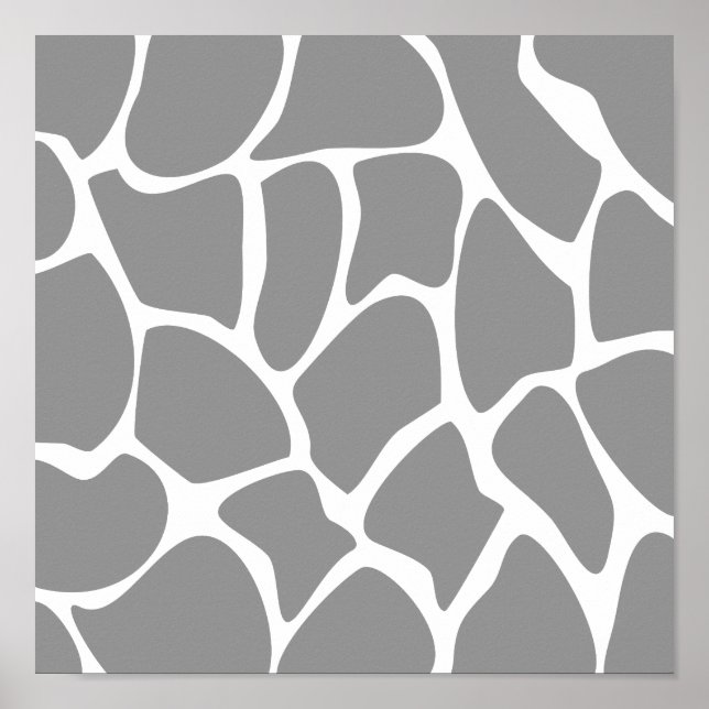Poster Motif d'impression de girafe en gris. (Devant)