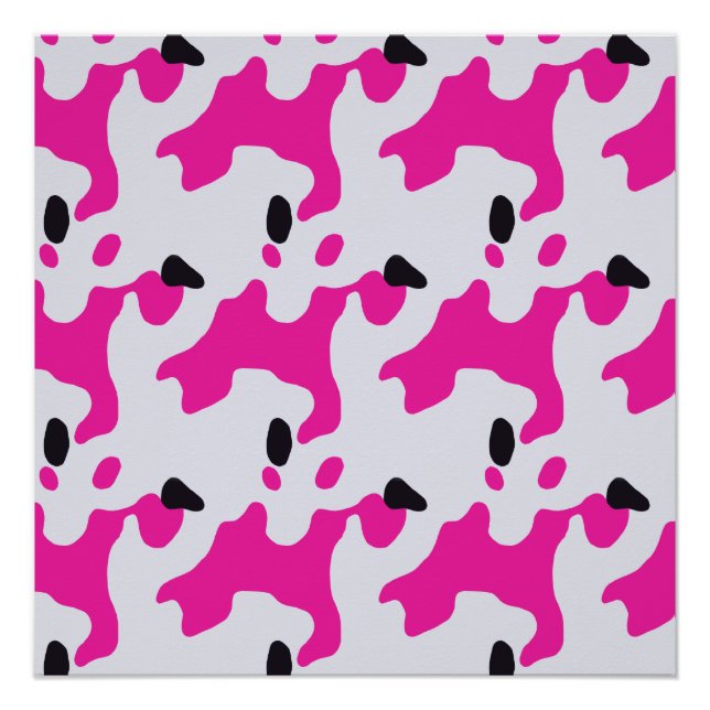 Poster Motif d'impression de vache rose et noire (Devant)