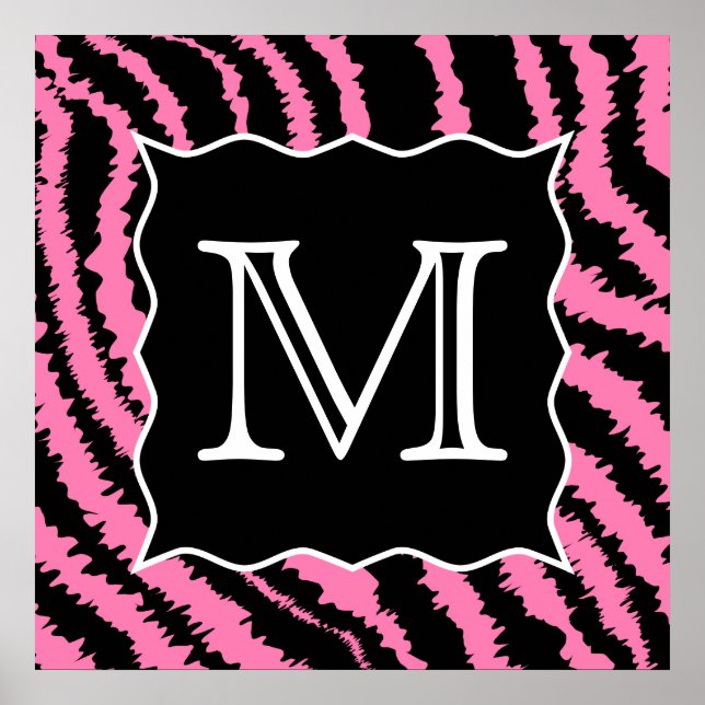 Poster Motif d'impression monogramme rose et noir (Devant)