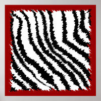 Motif d'impression noir Zèbre sur rouge profond.