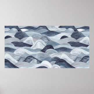 Poster Motif d'onde aquarelle. Arrière - plan sans coutur