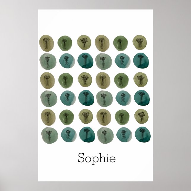 Poster Motif Doodle Aquarelle (Devant)