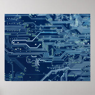 Poster motif d'ordinateur de carte de circuits électroni