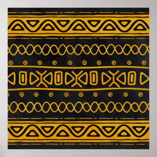 Poster Motif d'origine africaine Jaune et Noir