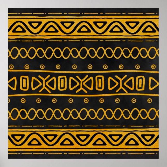 Poster Motif d'origine africaine Jaune et Noir (Devant)