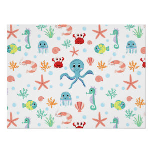 Poster Motif du monde marin