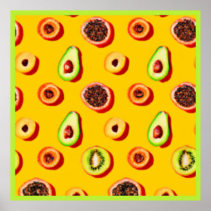Poster Motif élégant à base de fruits néons