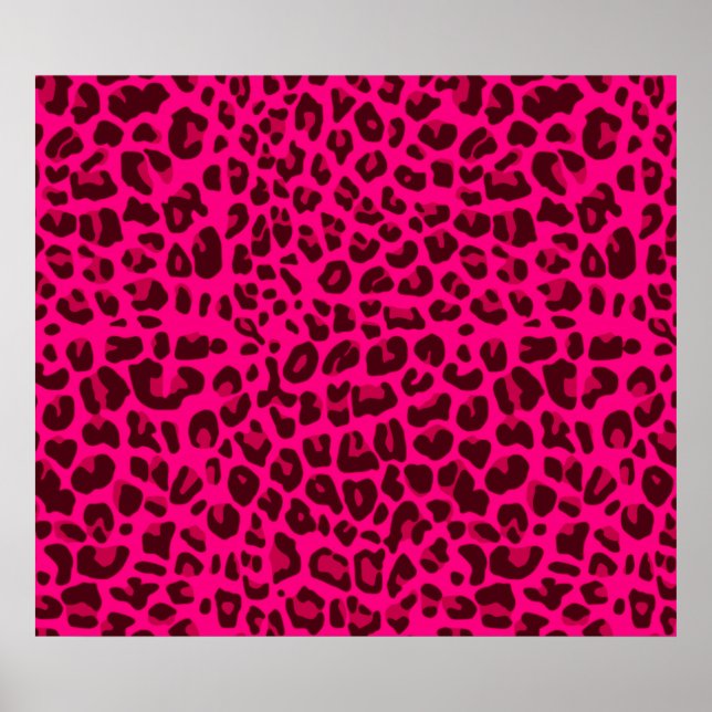 Poster Motif empreinte de léopard rose Neon (Devant)