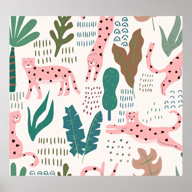 Poster Motif, empreinte de léopard, vintage. (Devant)