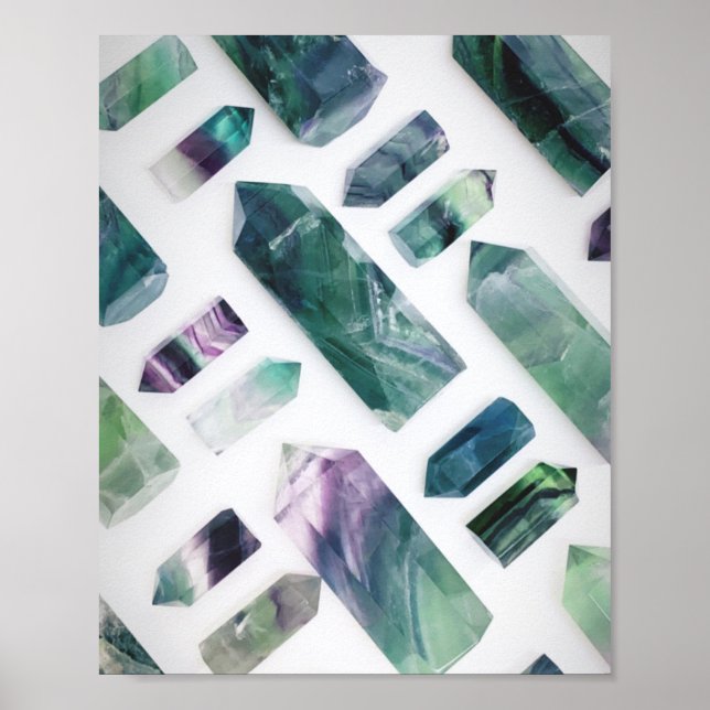 Poster Motif en cristal Fluorite vert tendance (Devant)