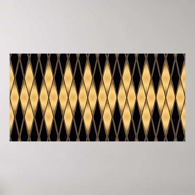 Poster Motif en or et noir sans couture (Devant)