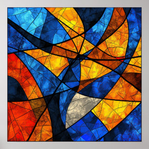 Poster motif en vitrail géométrique Abstrait