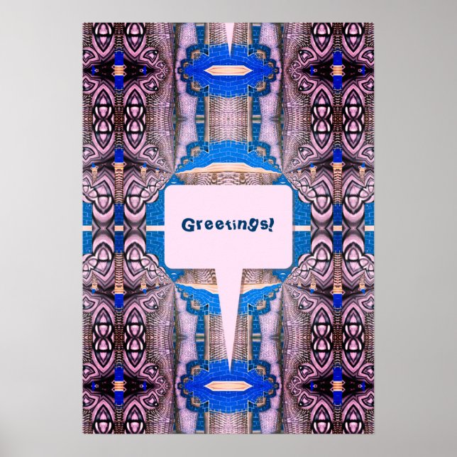 Poster Motif et texte fractionné psychédélique (Devant)