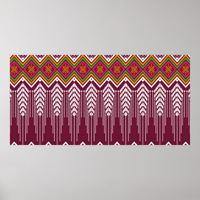 Poster Motif ethnique géométrique fond traditionnel, v (Devant)