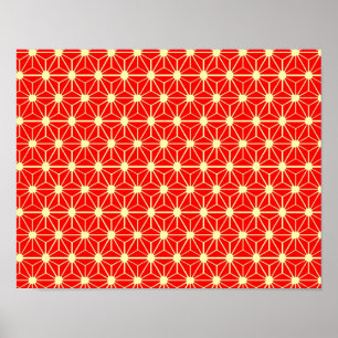 Poster motif étoile rouge avec ligne jaune