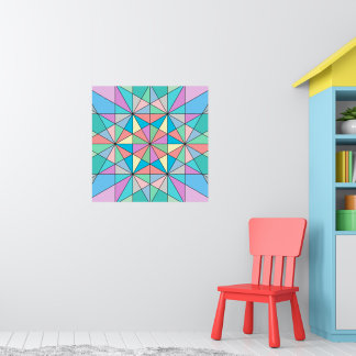 Poster Motif étoile triangle mosaïque pastel coloré